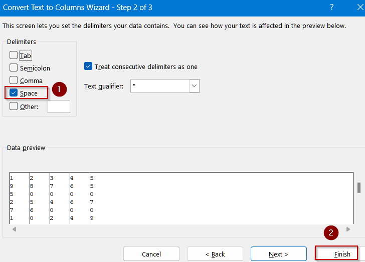 Use Text to Columns with CONCAT & VALUE Functions