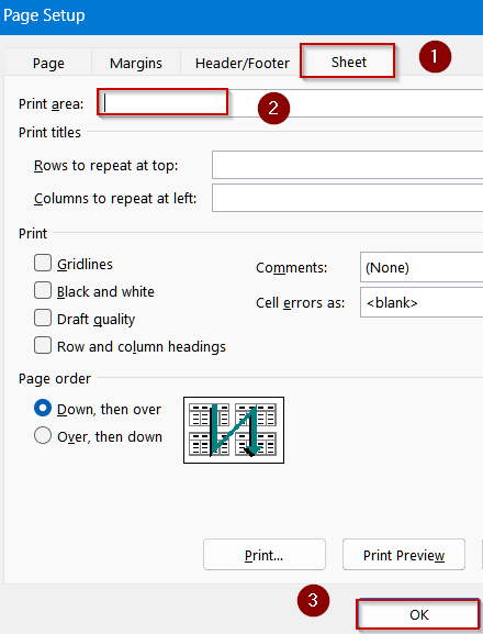 Clear the Print Area to Eliminate Conflicts