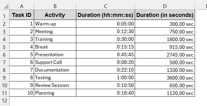 Use HOUR, MINUTE, and SECOND Format to Convert Time into Seconds