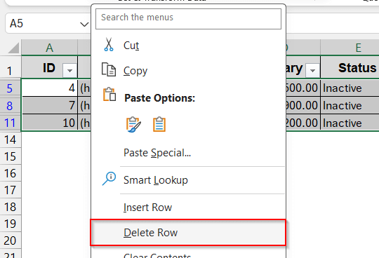 Delete Hidden Rows Created by Filter Option
