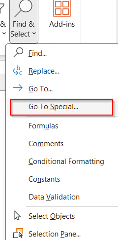 Use Go To Special Selection to Clean Hidden Rows