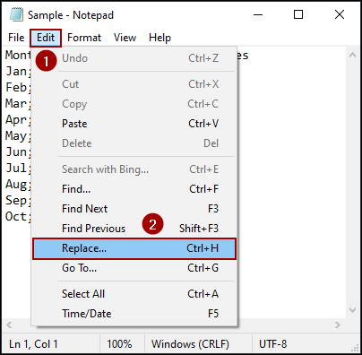 Using Find and Replace Feature to Replace Semiclons with Commas