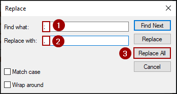 Using Find and Replace Feature to Replace Semiclons with Commas