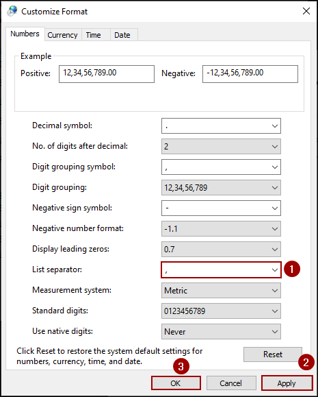 Changing Windows Regional Settings to Save CSV Files with Commas