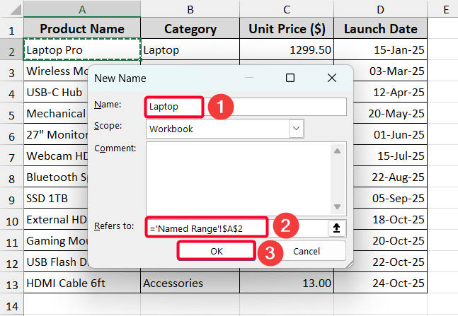 Display Text Using Named Range