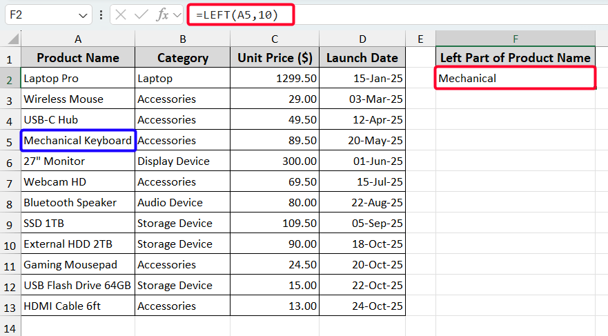 Display Specific Portion of Text From Another Cell