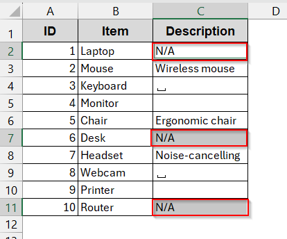 Fill Blank Cells with Text Using Go To Special