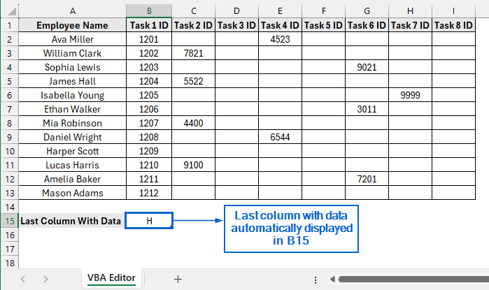 Identify Last Column with Data Automatically with VBA
