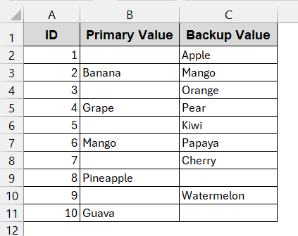Using the IF Function to Copy from Another Cell When Blank