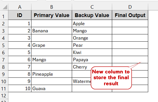Using the IF Function to Copy from Another Cell When Blank