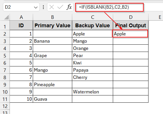 Applying ISBLANK with IF to Handle Empty Cells