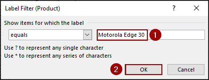 Using Label Filters to Filter Text Values