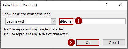 Using Label Filters to Filter Text Values