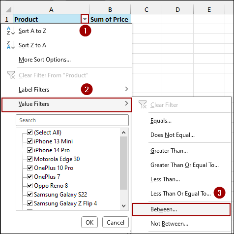 Utilizing Value Filters to Filter Numeric Values