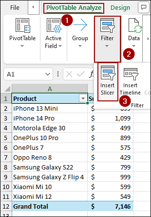 Filter Pivot Table Data Using Slicer