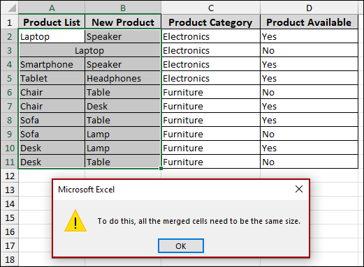Remove Duplicates Doesn’t Work on Merged Cells