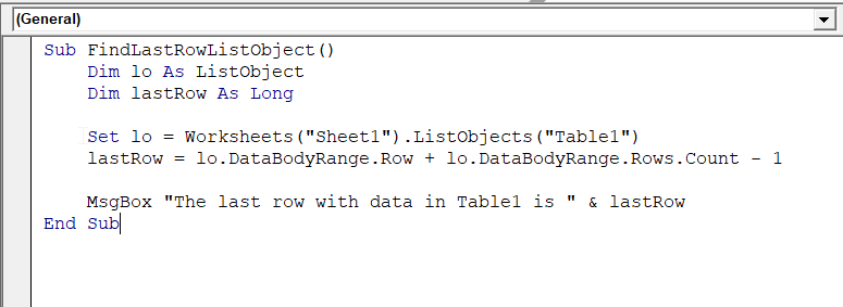 Using the ListObject (Excel Table) Method