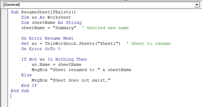 Rename a Worksheet Only If It Exists