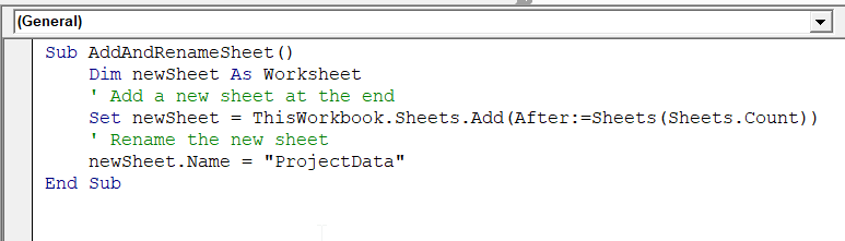 Add and Rename a New Worksheet Immediately