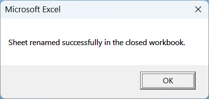 Rename a Worksheet in a Closed Workbook