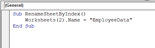 Rename a Worksheet by Its Index Number