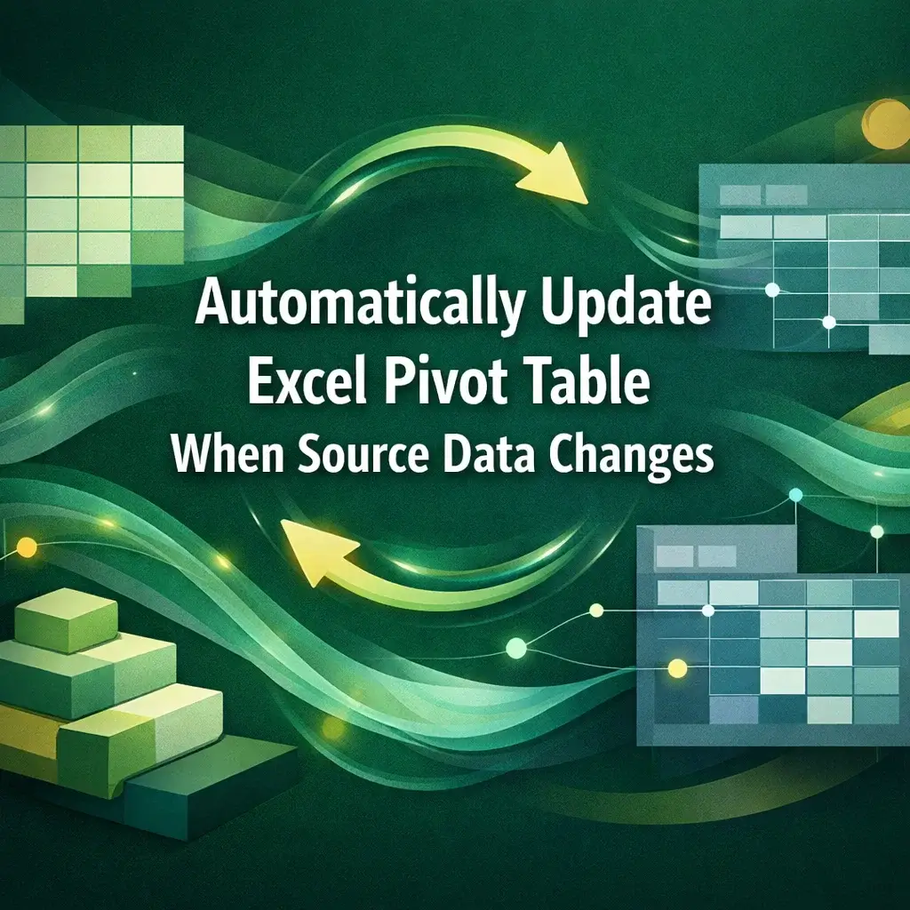 featured image - automatically update pivot table when source data changes