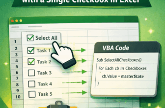 featured image - check uncheck all checkboxes with a single checkbox excel​