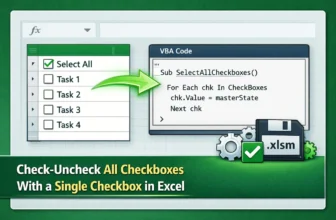 featured image - check uncheck all checkboxes with a single checkbox excel​