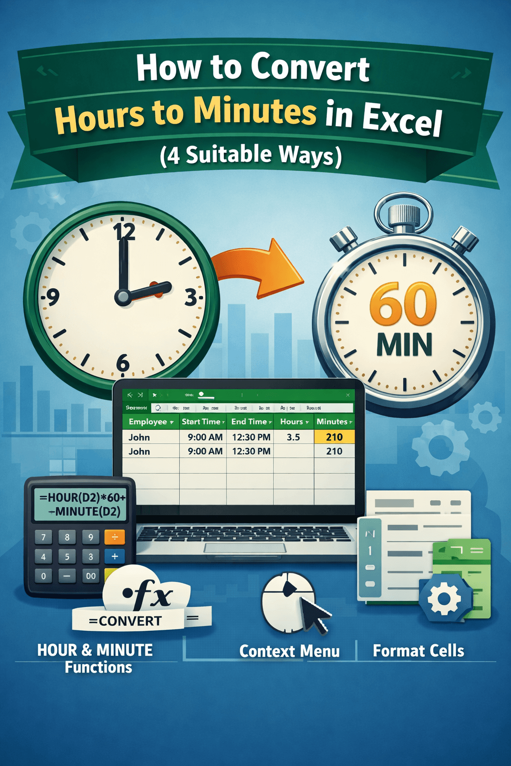 How to Convert Hours to Minutes in Excel (4 Suitable Ways) - Excel Insider