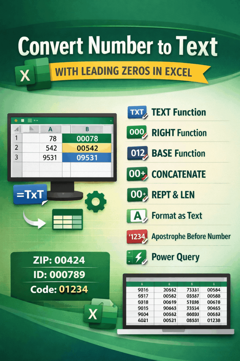 featured image - excel convert number to text with leading zeros