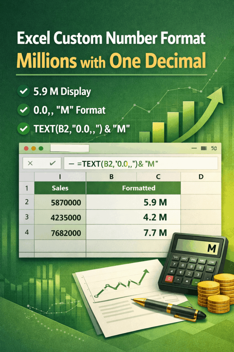 featured image - excel custom number format millions with one decimal