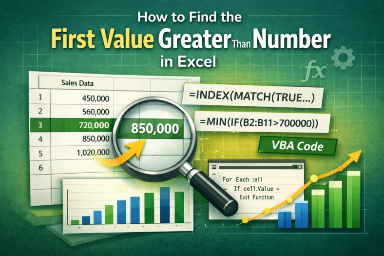 featured image - excel find first value greater than