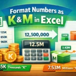 featured image - excel number format thousands k millions m