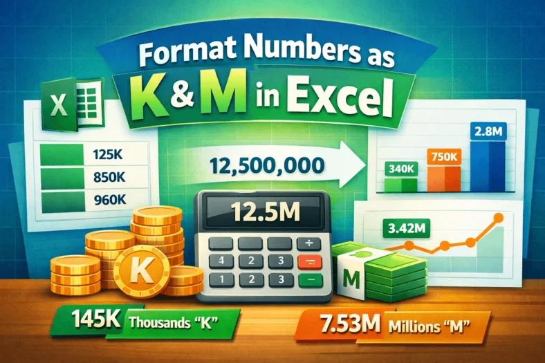 featured image - excel number format thousands k millions m