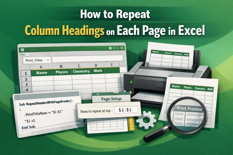 featured image - excel repeat column headings on each page