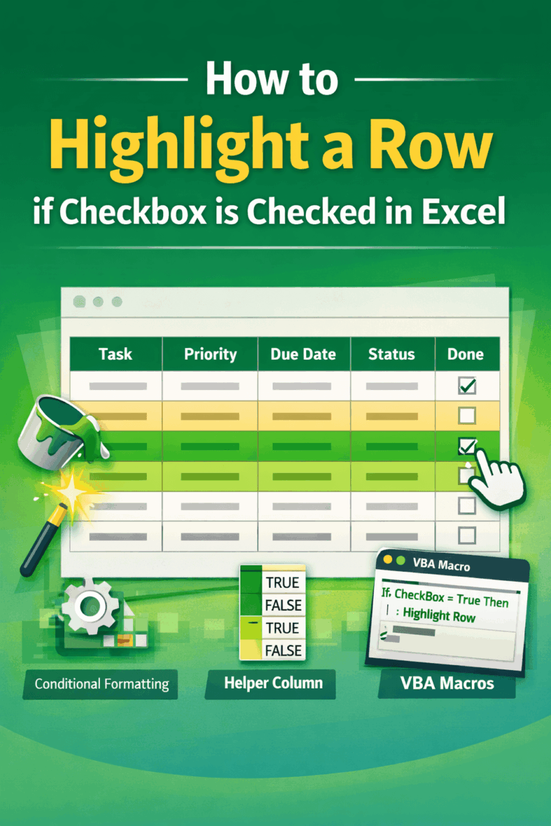 featured image - highlight row if checkbox is checked excel