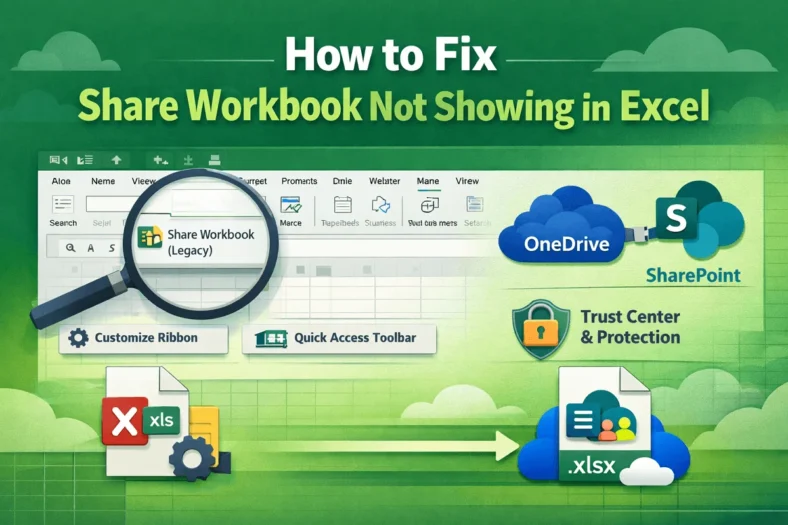 featured image - share workbook not showing in excel
