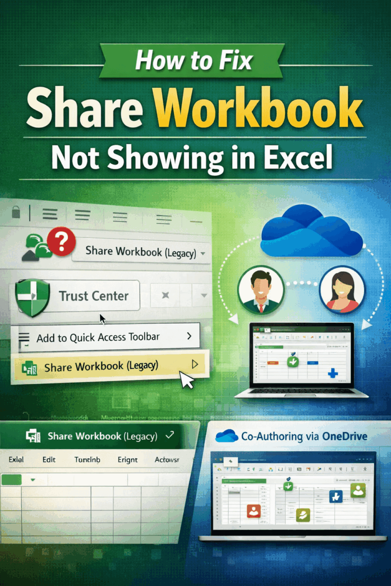 featured image - share workbook not showing in excel