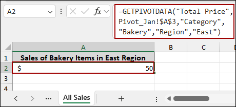 Applying GETPIVOTDATA Function to Extract Specific Data from Another Sheet