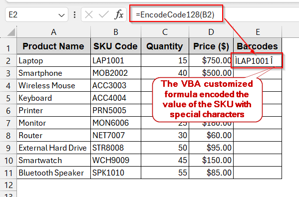 Use a VBA Font Encoder for Advanced Barcodes (Code 128)