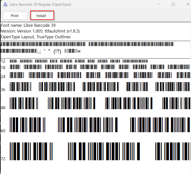 Install and Apply a Free Barcode Font by Code 39