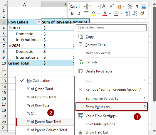 Using Show Value As Feature to Calculate Percentage of Grand Total