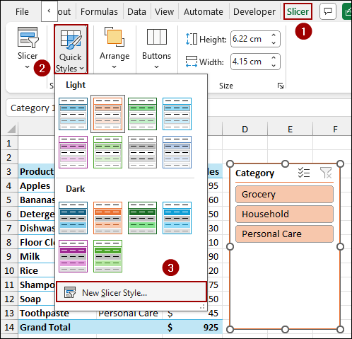 Creating a Custom Slicer Style with Defined Colors