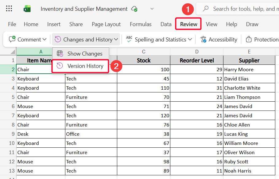 Apply the Version History Feature to Check Snapshot of All Edits