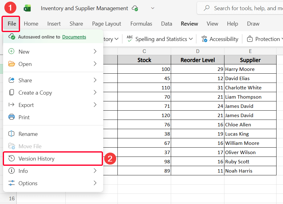 Apply the Version History Feature to Check Snapshot of All Edits