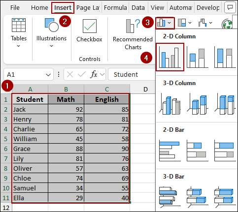 Using Paste Option to Copy a Chart from Excel to Word