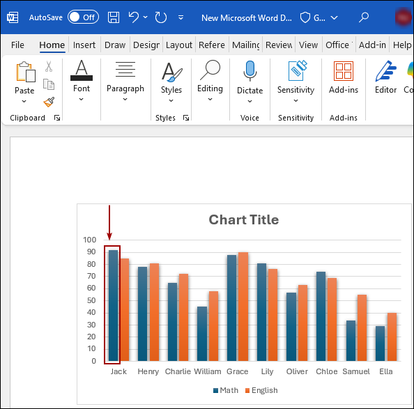 Using Paste Option to Copy a Chart from Excel to Word