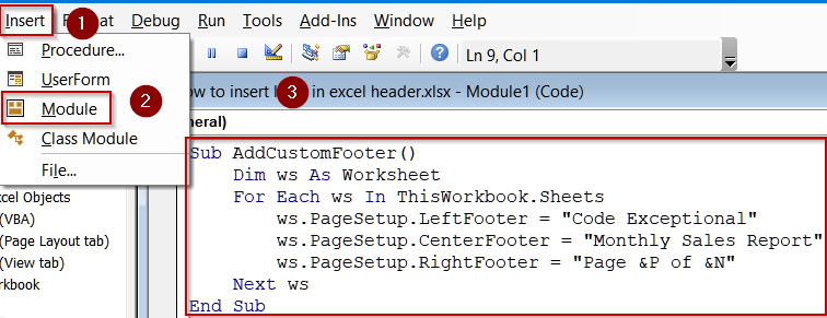 Adding a Footer Using VBA Macro