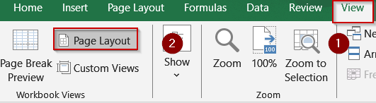 Creating a Footer Using Page Layout View from View Tab