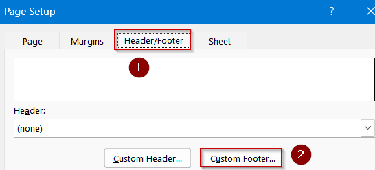 Customizing a Footer Using the Page Setup Dialog Box